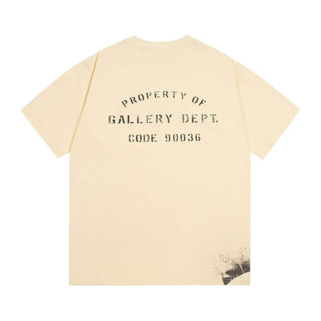 Gallery Dept T-Shirt Joint Letter Embroidery Hand Painted Ink Splashing Short Sleeve T-Shirt